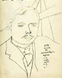 М. Ф. Ларионов. Автопортрет с &laquo;футуристическим&raquo; автографом Н. С. Гумилёва. 1917. Отдел рукописей ГТГ