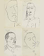 М. Ф. Ларионов. Николай Гумилёв в Париже. 1917. Отдел графики ГТГ. Публикуется впервые. На двух нижних рисунках хорошо видны воспроизведенные ранее погоны Н. С. Гумилёва