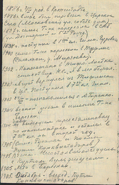 Наброски биографии Н. С. Гумилёва